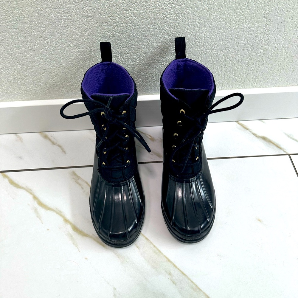 Sperry Top-Sider Black Quilted Waterproof Duck Boots (Women's Size 7.5)